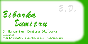 biborka dumitru business card